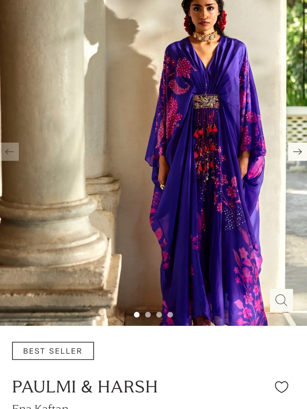 PAULMI & HARSH Vibrant Purple Floral Kaftan